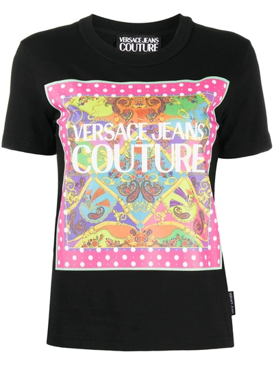 Versace Jeans Couture Graphic-print Crew Neck T-shirt In Black