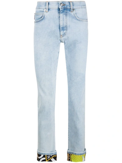 Versace 17.5cm American Dream Cotton Denim Jeans In Blue