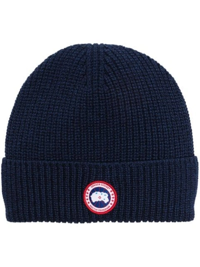 Canada Goose Arctic Disc Ribbed-knit Beanie In Blue
