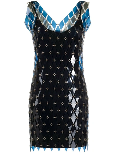 Rabanne Diamond Chain-link Dress In Navy Grey (blue)