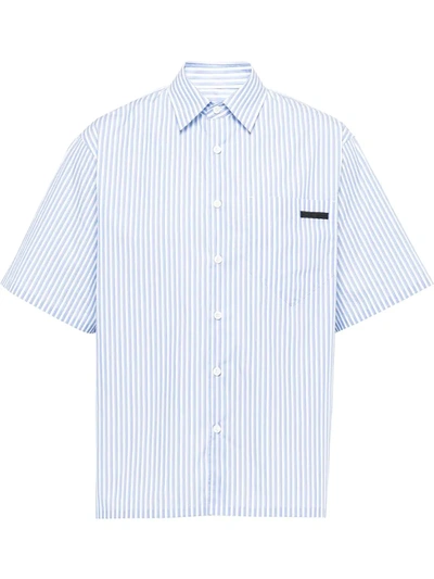 Prada Stripe-print T-shirt In Blue