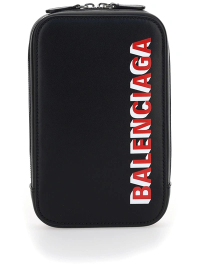 Balenciaga Leather Phone Holder In Black