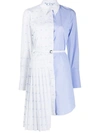 OFF-WHITE PLEATED SHIRT DRESS