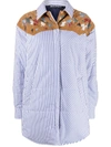 Palm Angels Vertical-stripe Padded Shirt Jacket In Blue