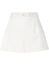 RED VALENTINO BELTED FLARED SHORTS