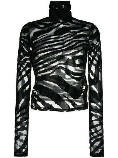 JUST CAVALLI SEMI-SHEER ZEBRA PRINT TOP 