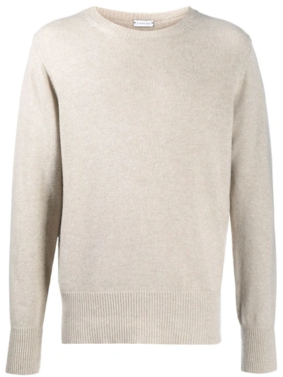 Caruso Fine-knit Crew Neck Jumper In Beige