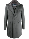 Herno Single-breasted Layered Coat In Grey