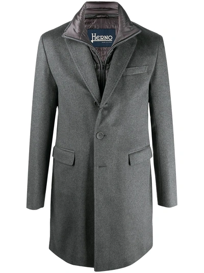 HERNO SINGLE-BREASTED LAYERED COAT