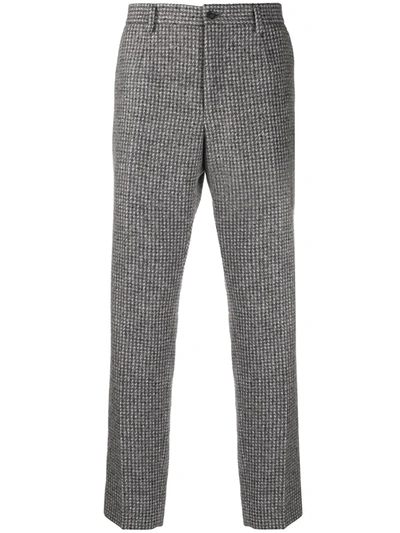 Dolce & Gabbana Houndstooth Straight-leg Trousers In Grau