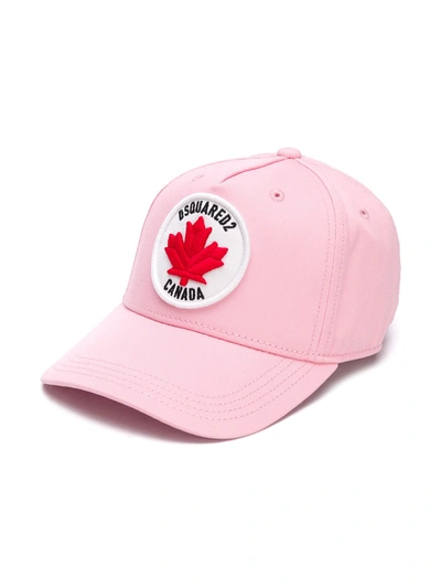 Dsquared2 Kids' Logo贴花棒球帽 In Pink