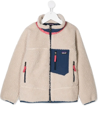 Patagonia Kids' Faux Fur Zip-up Jacket In Neutrals