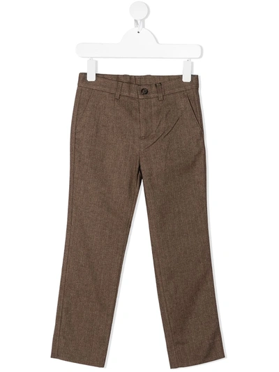 Dolce & Gabbana Kids' Dg Embroidered Tailored Trousers In Brown