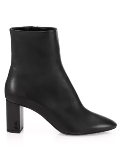 Saint Laurent Lou 95 Leather Ankle Boots In Black