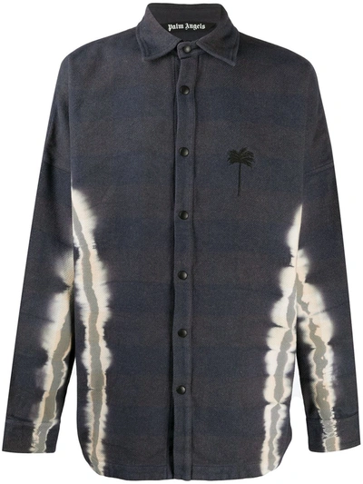 Palm Angels Tie-dye Palm Overshirt In Grey