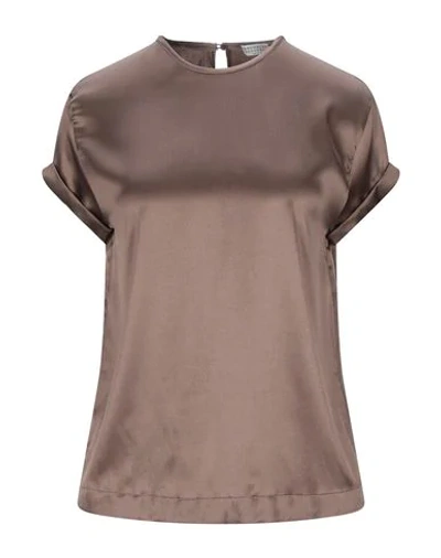 Brunello Cucinelli Blouses In Khaki
