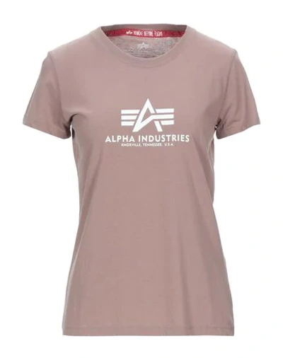Alpha Industries T-shirt In Light Brown