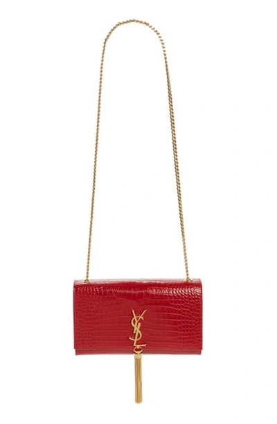 Saint Laurent Medium Kate Leather Shoulder Bag In New Red