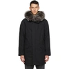 YVES SALOMON BLACK DOWN & FUR COAT