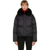 YVES SALOMON YVES SALOMON BLACK DOWN FOX COLLAR JACKET