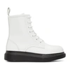 ALEXANDER MCQUEEN WHITE HYBRID LACE-UP BOOTS