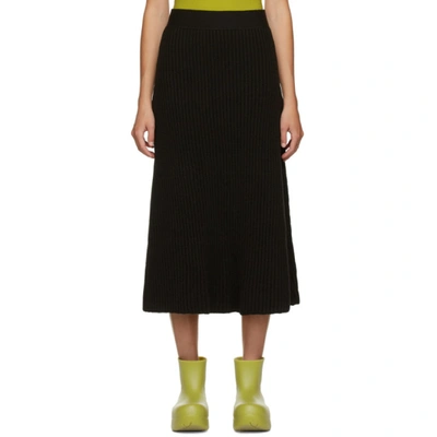 Bottega Veneta Brown Rib Distorted Mid-length Skirt