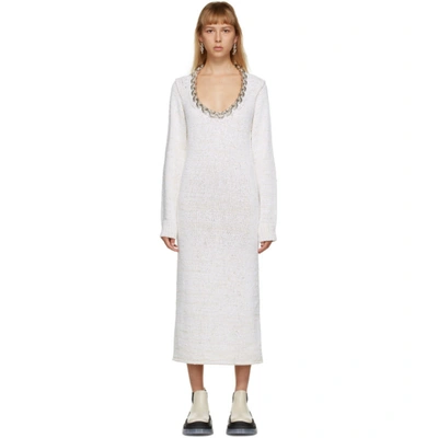 Bottega Veneta Chain-embellished Knitted Midi Dress In White