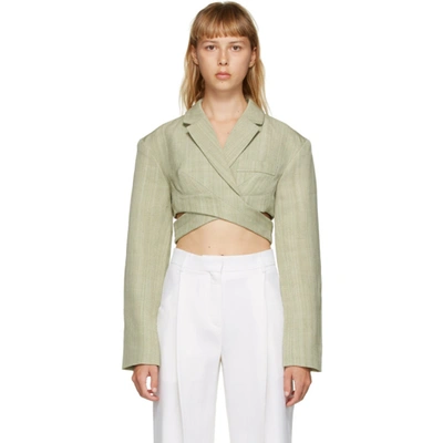 Jacquemus Light Green Le Haut Azur Cropped Blazer