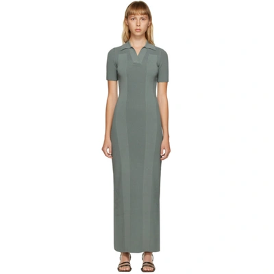 Jacquemus Cutout-back Knitted Polo Dress In Green