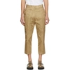 SEAN SUEN TAN CROPPED EMBROIDERED TROUSERS