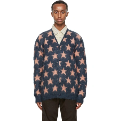 Needles Star-jacquard Mohair-blend Cardigan In Blue | ModeSens 