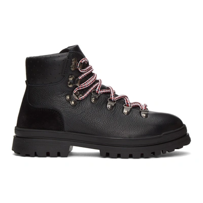 Moncler Trekset Leather Hiking Boots In Black
