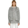 YVES SALOMON GREY FEATHER CROPPED VEST