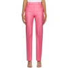 VICTORIA VICTORIA BECKHAM PINK WOOL DRAINPIPE TROUSERS