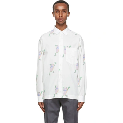Jacquemus Reversible Shirt La Chemise Jacques In White Cotton With Tongs Print In White Flipf