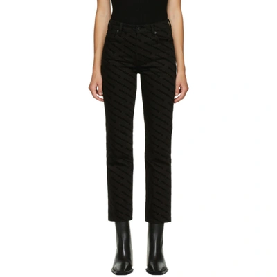 Alexander Wang Black High-rise Logo Print Jeans In Stay Black