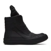 RICK OWENS BLACK RUBBER GEOBASKET HIGH-TOP SNEAKERS