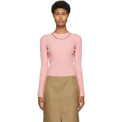 Givenchy Chain-link Detail Ribbed Jumper In 670 Pink