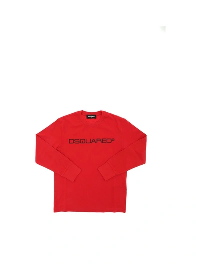 Dsquared2 Kids' Black Logo T-shirt In Red