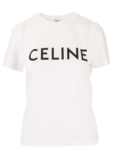 Celine Logo T-shirt In Off White