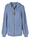 MOSCHINO MACRO ZIP CARDIGAN IN PALE BLUE COLOR