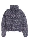 BALENCIAGA CROPPED DOWN JACKET WITH BEAR PRINT IN BLUE