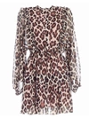 SEMICOUTURE AXELLE BEIGE AND BLACK ANIMALIER PRINT DRESS