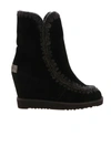 MOU FRENCH TOE WEDGE ANKLE BOOTS IN BLACK