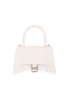 BALENCIAGA HOURGLASS TOP HANDLE LEATHER BAG IN WHITE