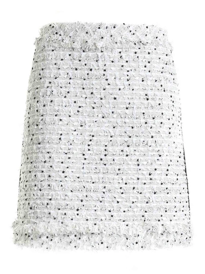 Karl Lagerfeld Fringes Bouclé Skirt In Ice Color In White