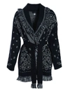 ALANUI CARDIGAN IN BLACK WITH CASHMERE PATTERN