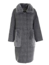 DIEGO M PRINCE OF WALES CHECK COAT IN GREY
