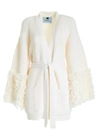 BLUMARINE TRICOT EFFECT MAXI CARDIGAN IN IVORY colour