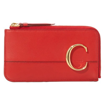 Chloé Chloe C Card Holder In Plaid Red